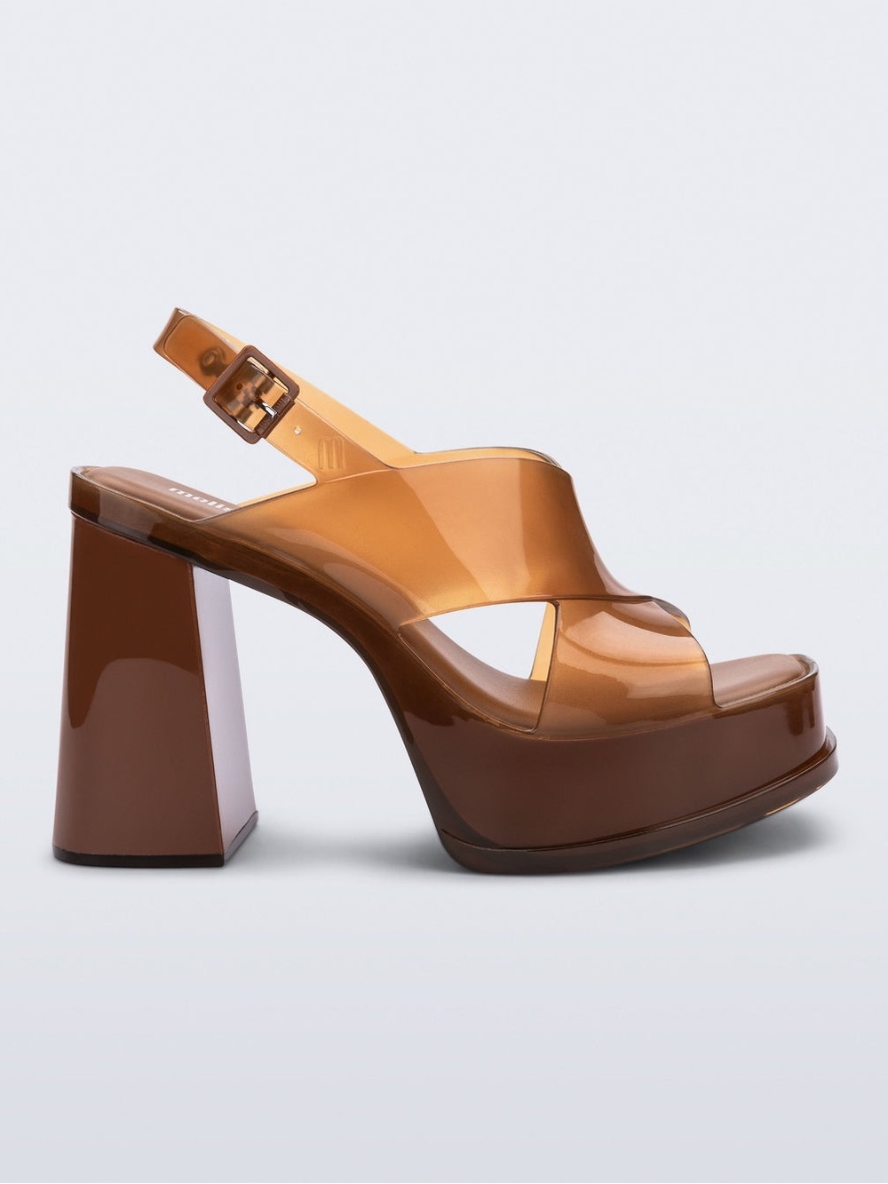 Melissa Shoes Dance Heel - Chunky Platform Slingback Sandal in Amber Brown